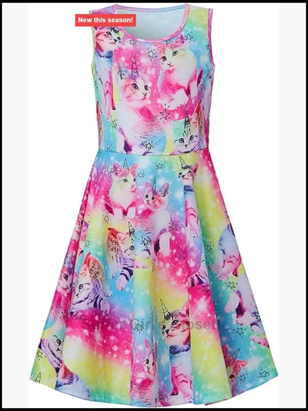 Sleeveless A-Line Floral Sundress for Girls Casual Summer